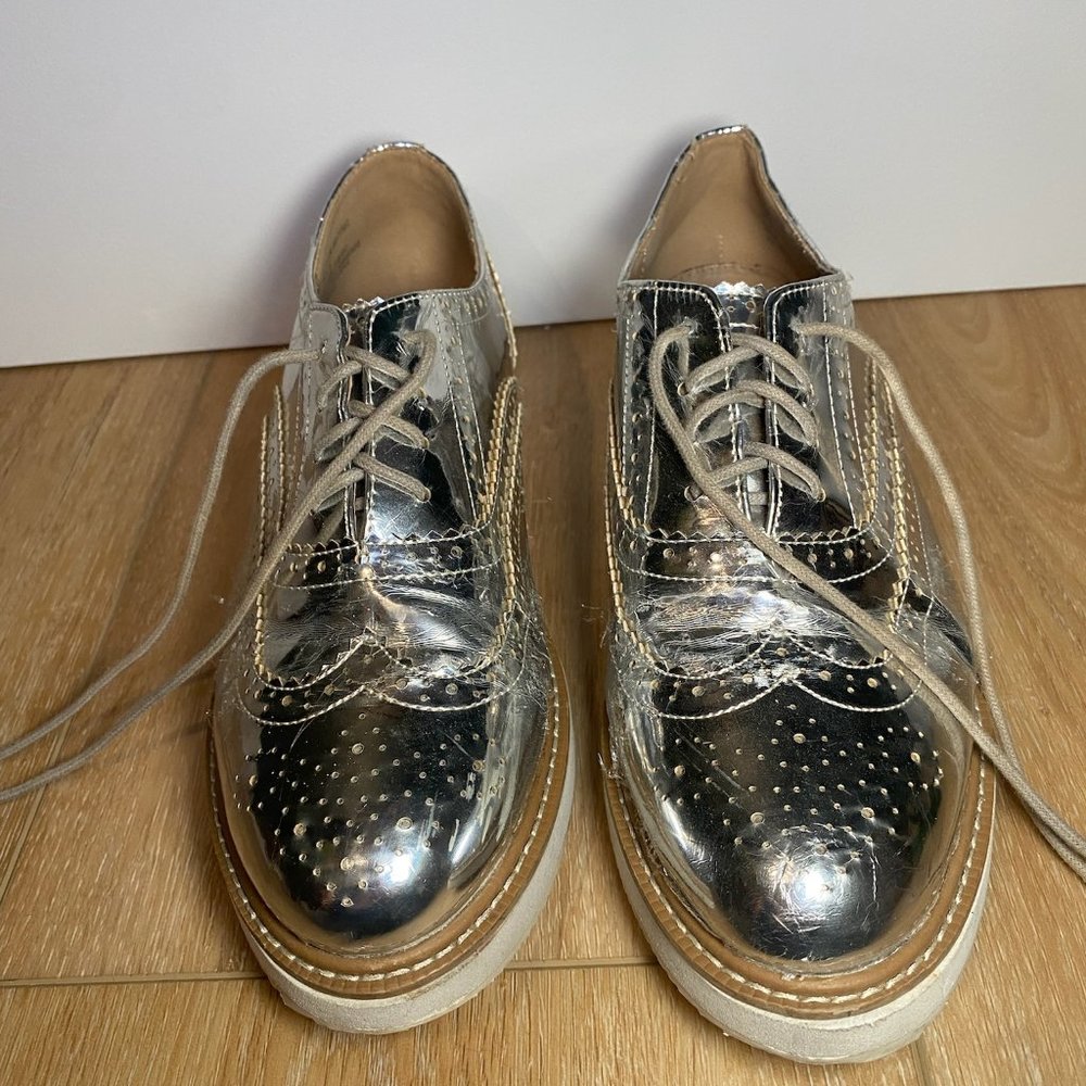 Silver Lace-Up Loafers